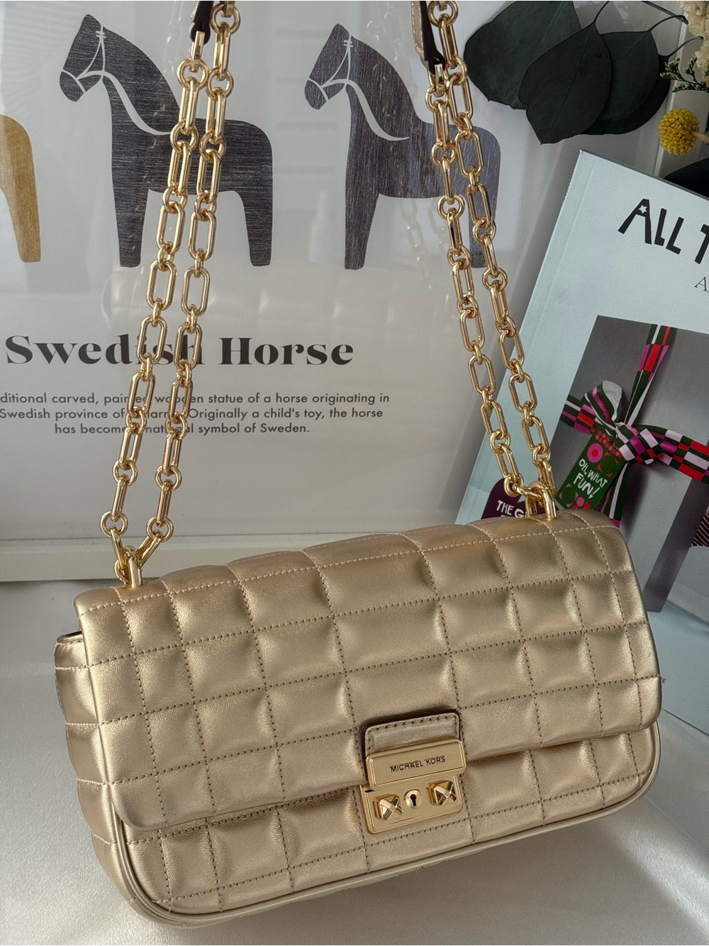 MICHAEL MICHAEL Tribeca Large Metallic Quilted Leather Shoulder Bag